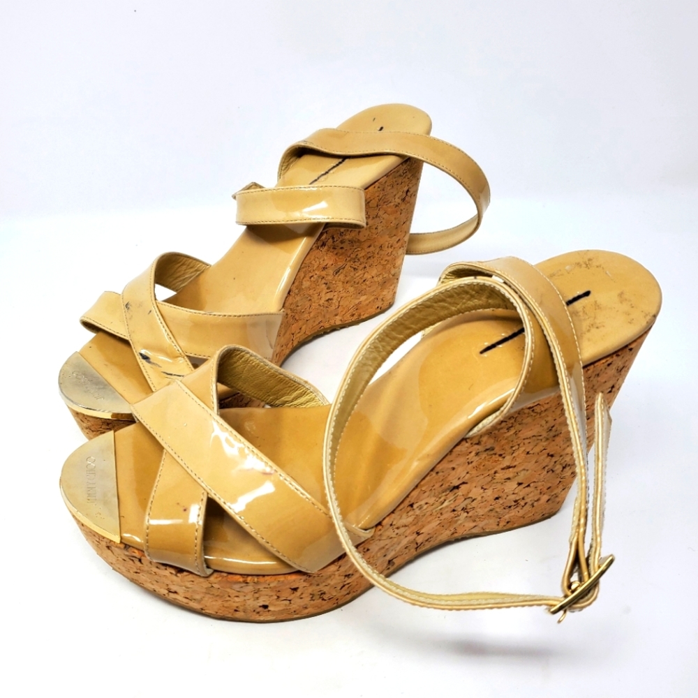 Jimmy Choo Nude Patent Wedges